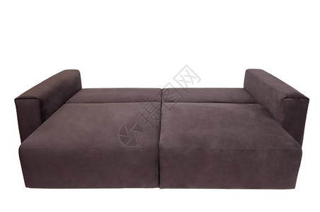 现代棕色布艺沙发隔离在白色背景上图片