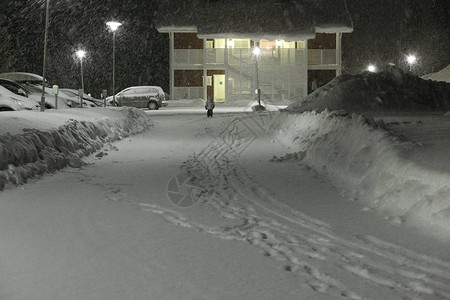 在寒冬的雪之夜图片