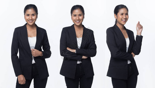 亚洲女商人站在黑色正装西裤图片