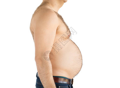 肥胖超重男子与肥胖腹部的剪影图片