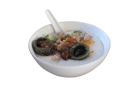 泰国街头食物大米粥加世纪鸡蛋或保留图片素材
