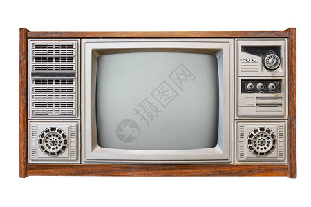 Vintagetv白色的古董木箱电视机图片
