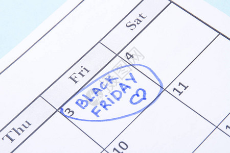 日历中的黑色星期五提醒用蓝色标记图片