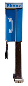 蓝色和白色的旧公用电话亭空着电话簿封背景图片