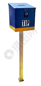 隔绝的蓝色木制服务行业在一根柱子上的小插盒隔背景图片