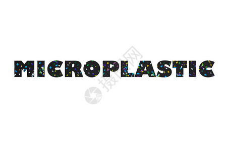 WordMICROPLASTIC由小塑料颗粒制成横幅背景顶视图平躺图片