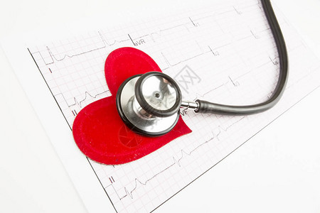 听诊器和红心脏检查概念保健图片