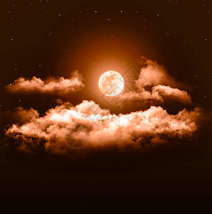 月食或血满月与云图片