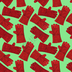 绿色背景的亮红色手套的背景图片