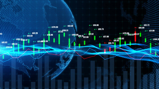 烛台图表与数字据股市或证券交易所交易价格的上升或下降趋势投图片