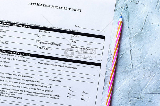 就业标准申请人力资源招聘应用概念职位申请表顶视图多彩姿图片