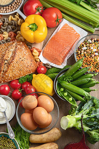 健康食品平衡食物烹饪素材清洁饮食谱最顶端视图片