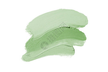 白背景上孤立的口红或丙烯漆的毛和纹理唇膏或液体指甲油手表模样化妆设计元素深绿色背景图片