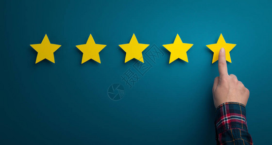 评价概念指纹评级公司服务和提供五星蓝背景全景等服务图片