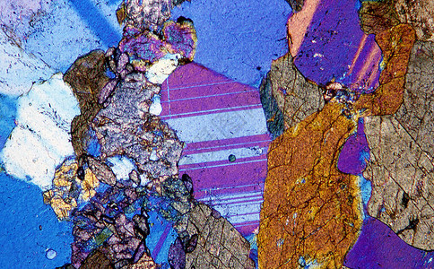 显微镜下岩石丁分块花岗高清图片