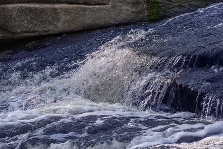 小河瀑布上冒泡的水图片