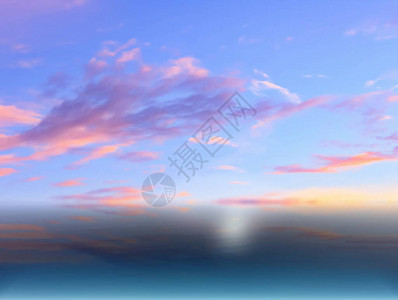 海水中粉色和蓝色的日落天空云反映美丽的风景背图片