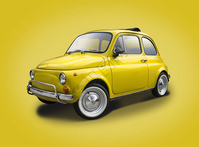 意大利古老的黄色超级米色汽车在黄色图片