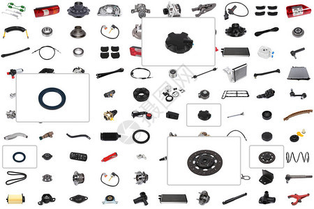 各种汽车和卡车汽零部件的拼贴背景图片