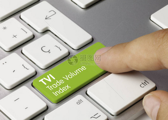 TVI以金属键盘绿键写成的贸易量索引Fing图片
