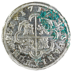 1717国王的西班牙古老银币背景图片
