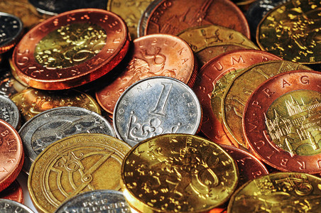 捷克科鲁纳欧元货币C背景图片
