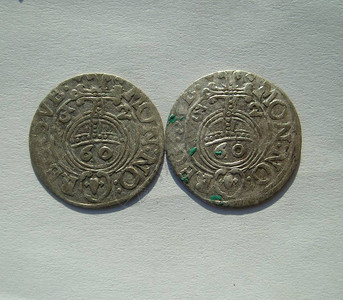 17世纪波兰古董稀有银币背景图片