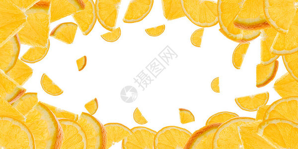 橙橘柑柠檬在白色背景下飞翔新鲜食物概念图片
