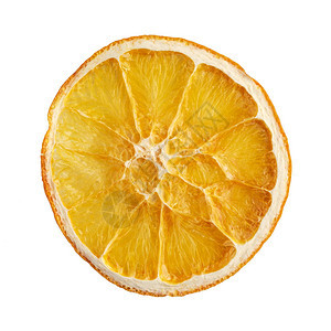 白色背景上孤立的干橙色切片顶视图平图片