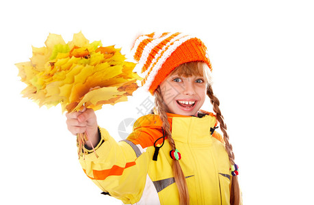 秋色橙帽子的女孩和青叶图片