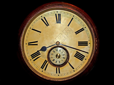 圆形复古时钟的特写镜头图片