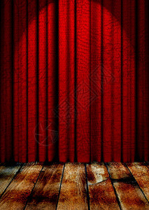 灯光柔和的红色剧院幕布图片