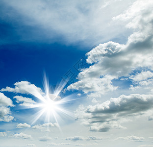 背景蓝天与云彩和太阳图片