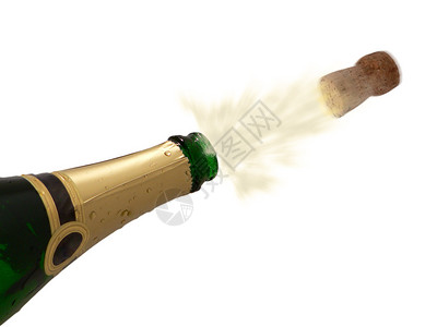 新年快乐香槟在白色背景图片