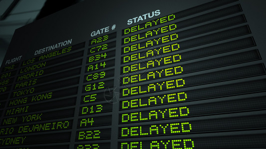 机场航站楼的飞行信息板延迟版本图片