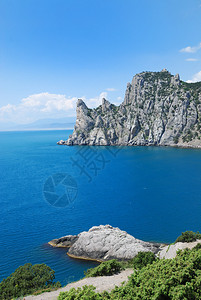 奥巴KaraulOba是克里米亚海岸的一座著名的警卫山背景