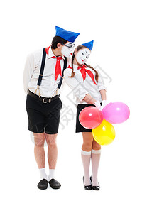 气球小丑白色背景上孤立的几张mi背景