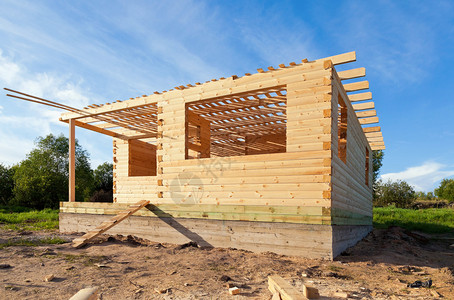屋面防水建造一座新的木屋背景