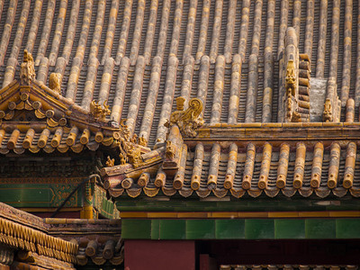 外墙和屋顶细节北京紫禁城皇宫背景图片
