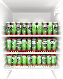 装满啤酒罐的冰箱图片