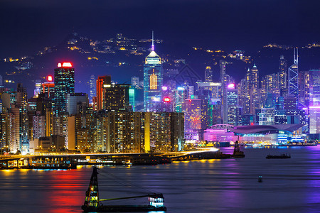 晚上的香港天际线图片