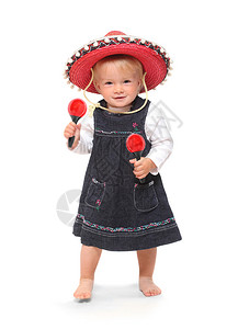 小女孩和跳舞在墨西背景图片