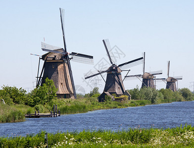 kinderdijk风车荷兰传统荷兰场景荷兰展示运河图片
