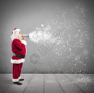 圣诞老人与扩音器与飞雪图片