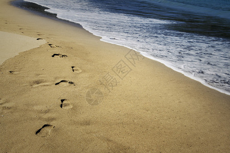 脚印在沙中图片