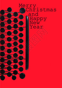 红色背景上孤立的老式键盘背景图片