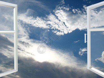用白云打开通往天堂的窗户图片