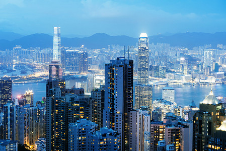 香港夜景鸟瞰图图片