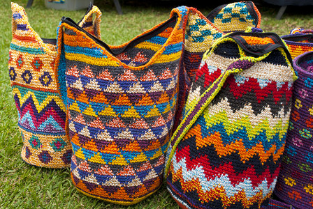 危地马拉女士时尚配饰各种钩编水桶式手袋Wayuu手工制作的Mochilas羊毛包哥伦比亚背景