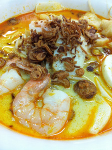 马来西亚传统叻沙海鲜汤背景图片